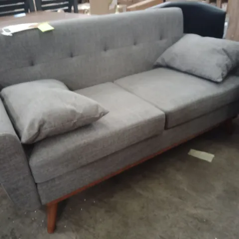 2 SEATER LOVESEAT GREY FABRIC SOFA WITH WOODEN LEGS