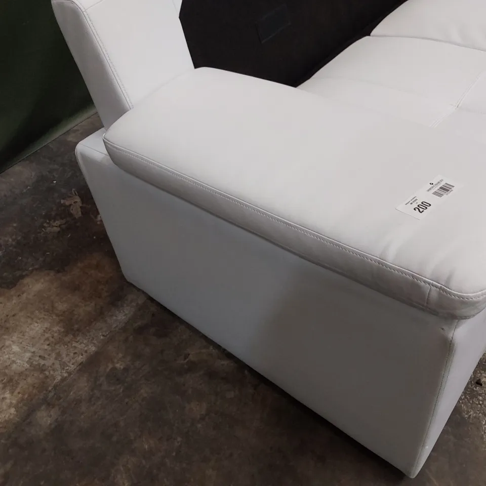 DESIGNER TWO SEATER SOFA LIGHT GREY LEATHER 