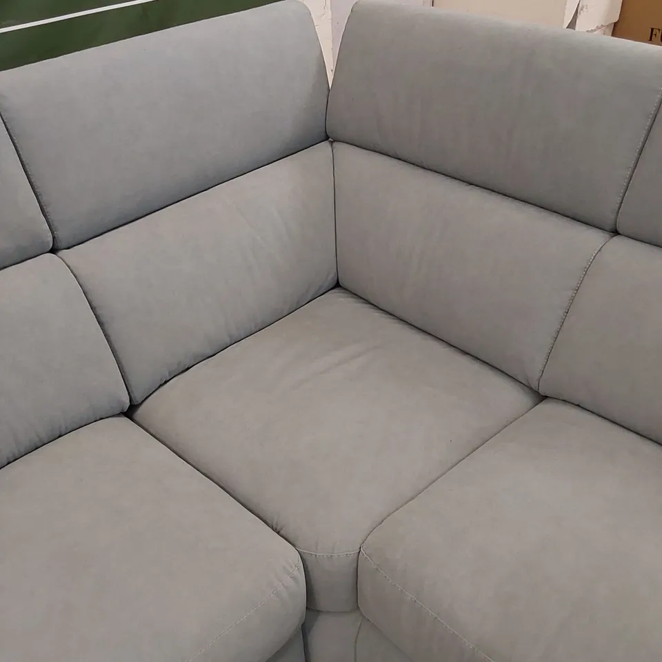 QUALITY DESIGNER ITALIAN MADE RICCARDO GREY FABRIC UPHOLSTERED ELECTRIC RECLINING CORNER SOFA