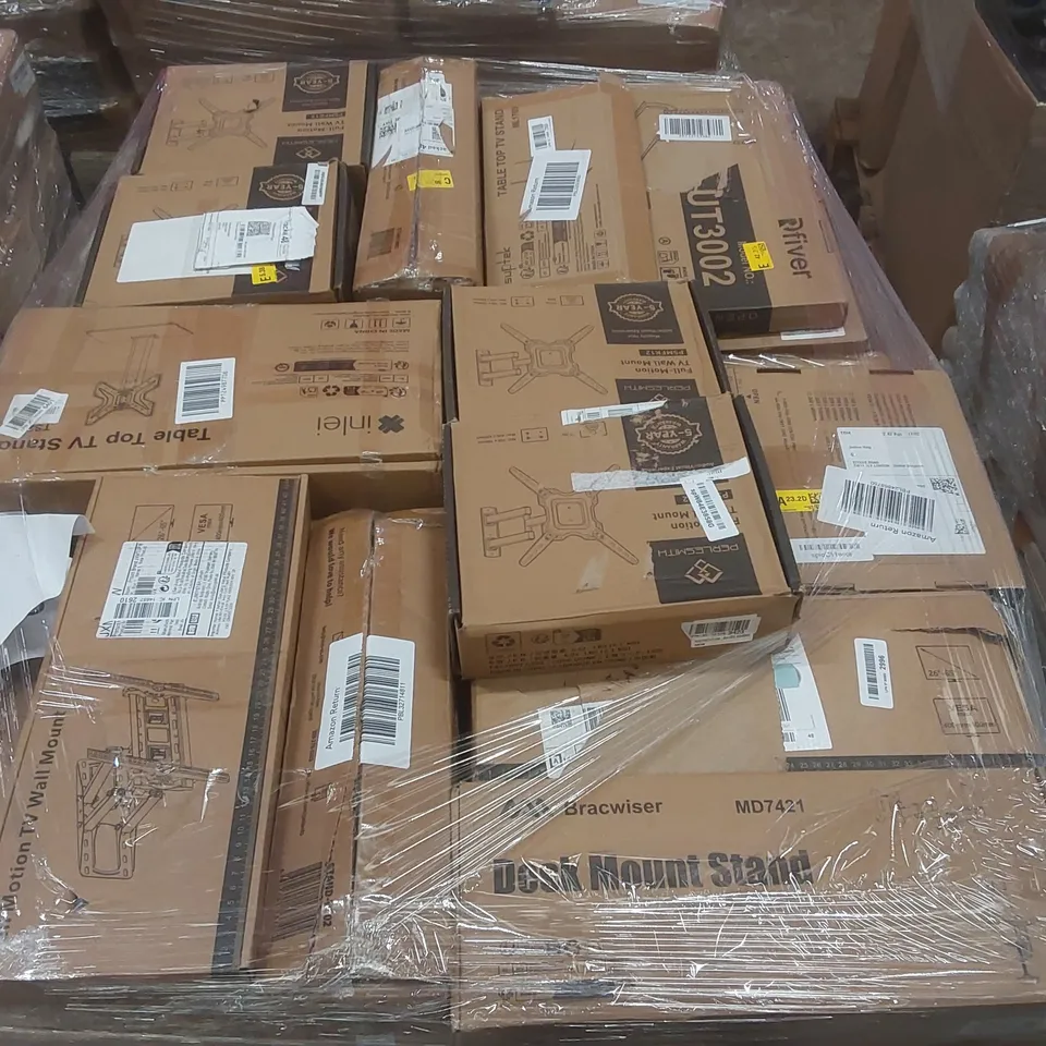 PALLET CONTAINING A VERY LARGE QUANTITY OF ASSORTED TV STANDS/MOUNTS ECT