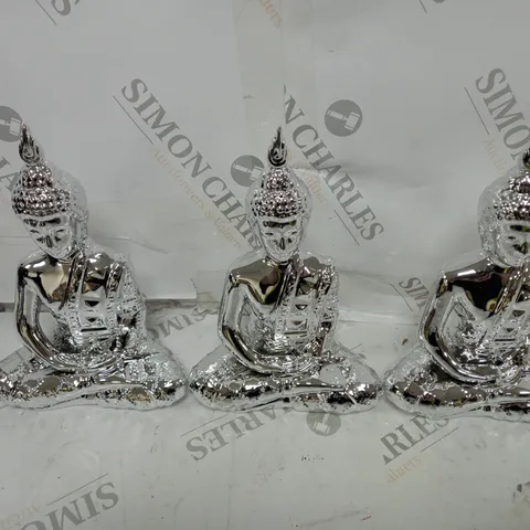 K BY KELLY HOPPEN SET OF 3 SMALL BUDDHAS - SILVER