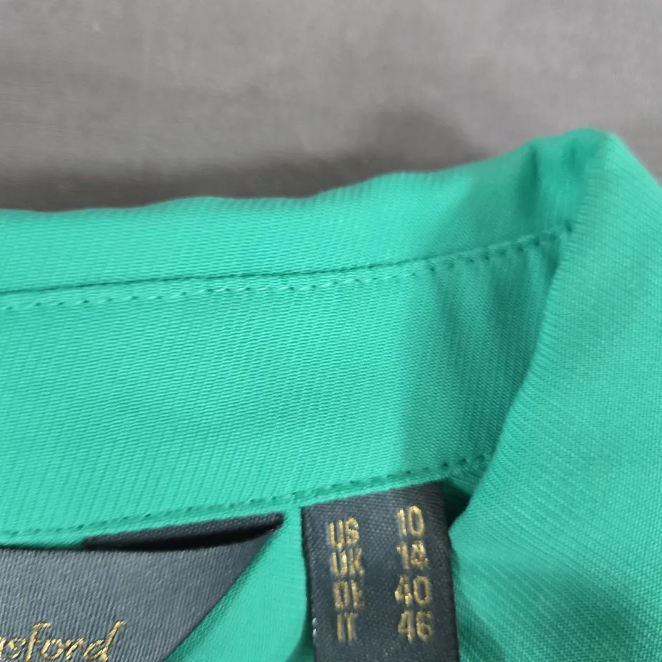 RUTH LANGSFORD GREEN BUTTON-DOWN SHIRT – UK 12 (US 10)