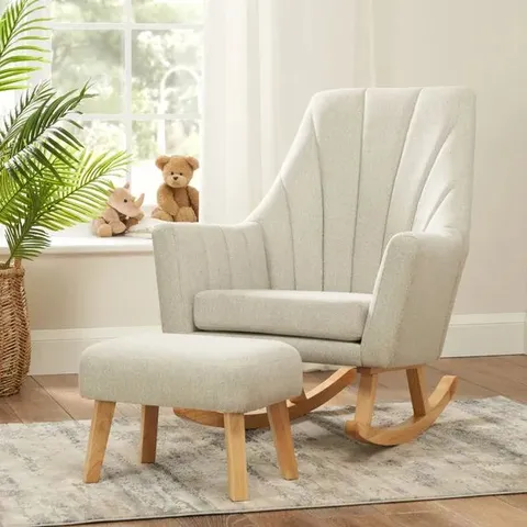 BOXED TUTTI BAMBINI JONAH ROCKING CHAIR + FOOT STOOL - PEBBLE (1 BOX)