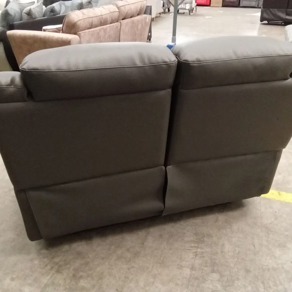ROTHBURY LUXURY FAUX LEATHER HIGH BACK 2 SEATER MANUAL RECLINER SOFA - CHARCOAL RRP £629