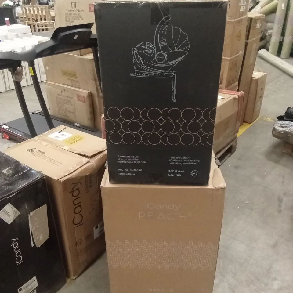 BOXED ICANDY PEACH⁸ STROLLER, INFANT CARRIER AND BASE (3 BOXES)