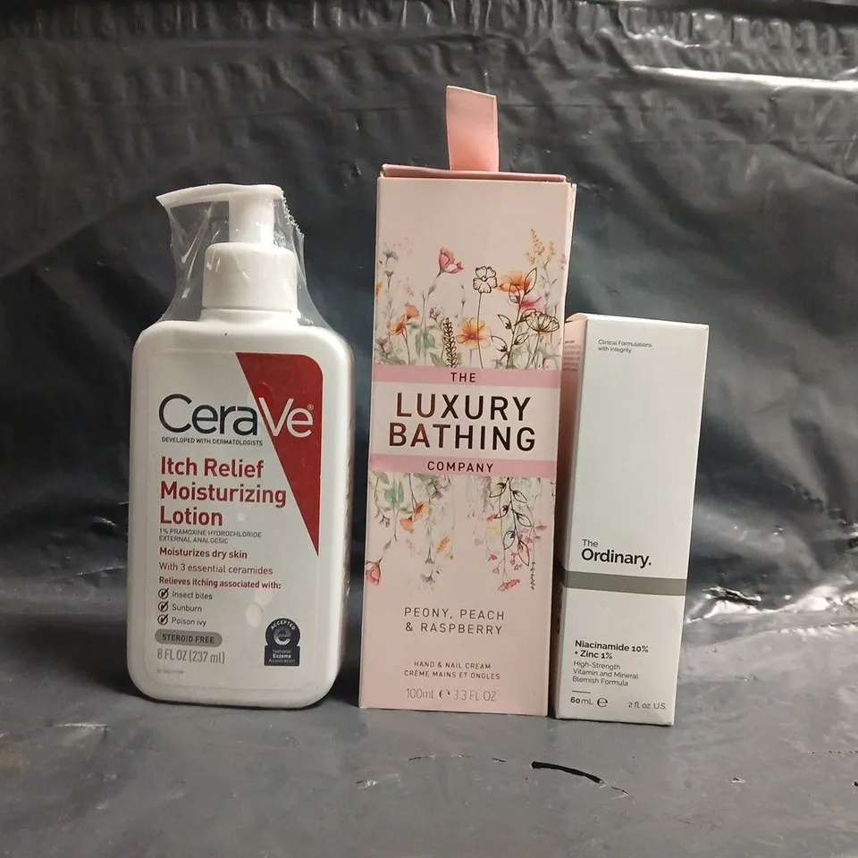 APPROXIMATELY 20 ASSORTED COSMETIC ITEMS TO INCLUDE CERAVE, THE ORDINARY, ETC - COLLECTION ONLY