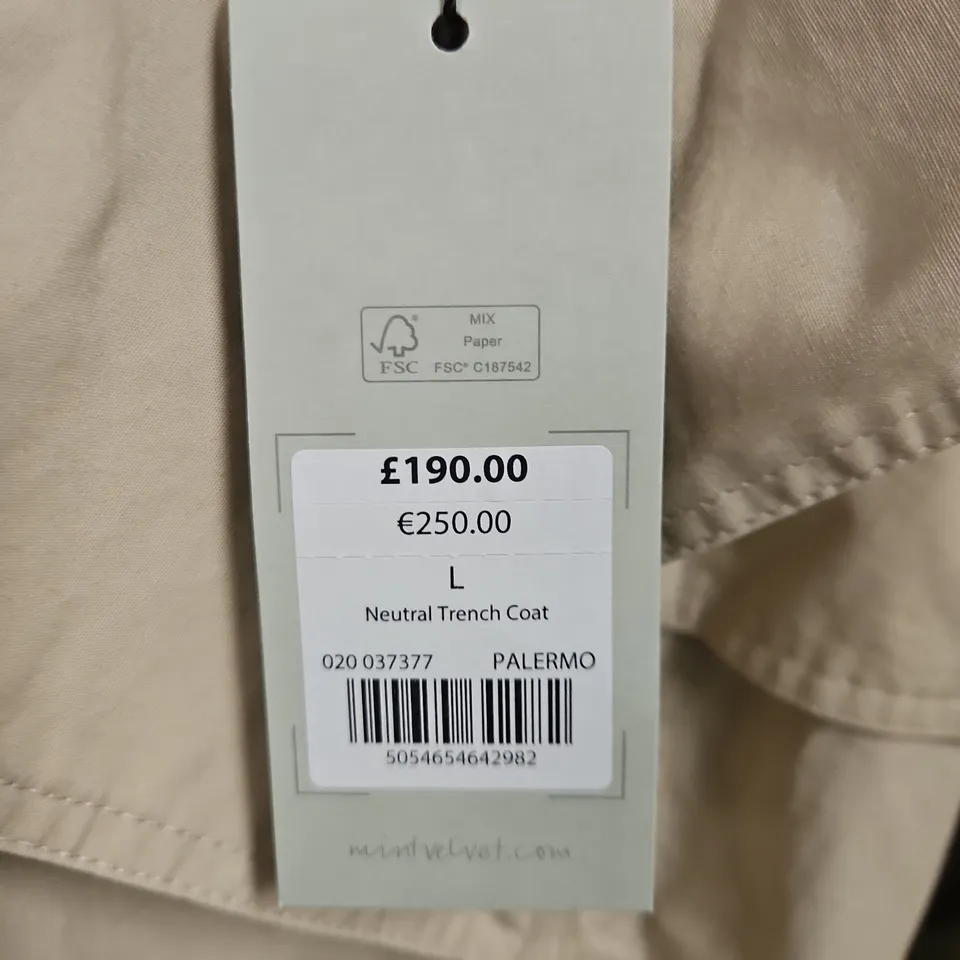 MINT VELVET NEUTRAL TRENCH COAT - L