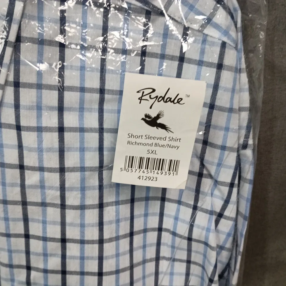 RYDALE SHORT SLEEVE SHIRT – RICHMOND BLUE/NAVY CHECK, UK 5XL
