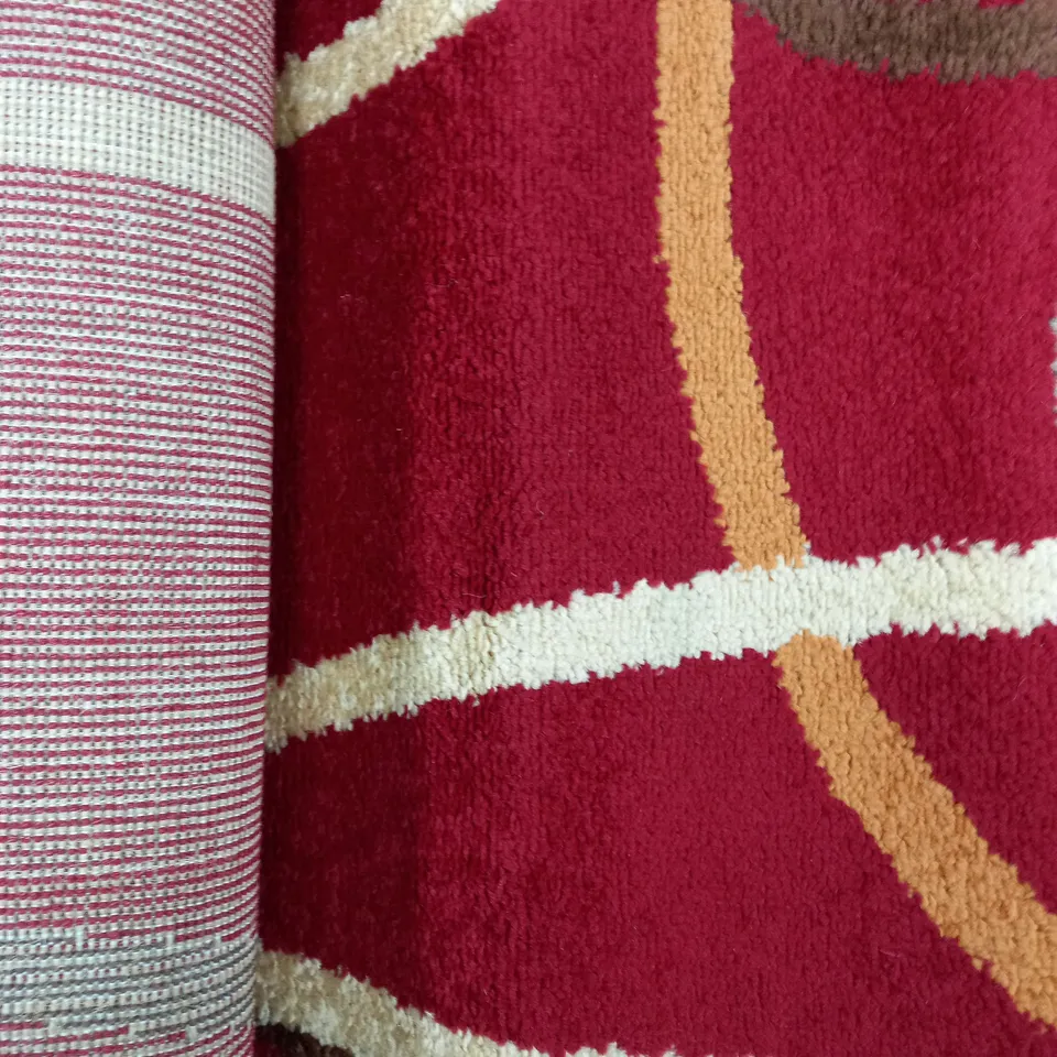 DCOR DESIGN LUSIA GARNET RED AREA RUG BROWN BEIGE ABSTRACT PATTERN 55 X 110CM