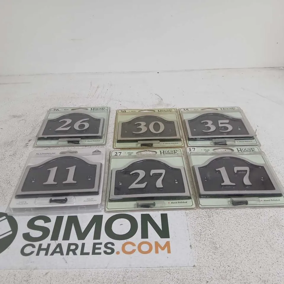 SET OF 6 HOUSE NUMBER PLAQUES