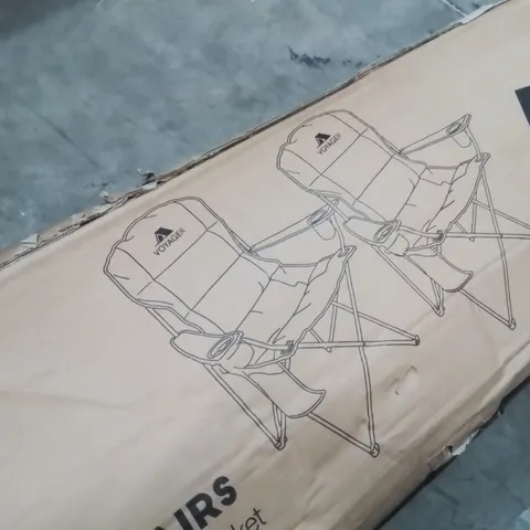 BOXED VOYAGER SET OF 2 PADDED CAMPING CHAIRS GREEN