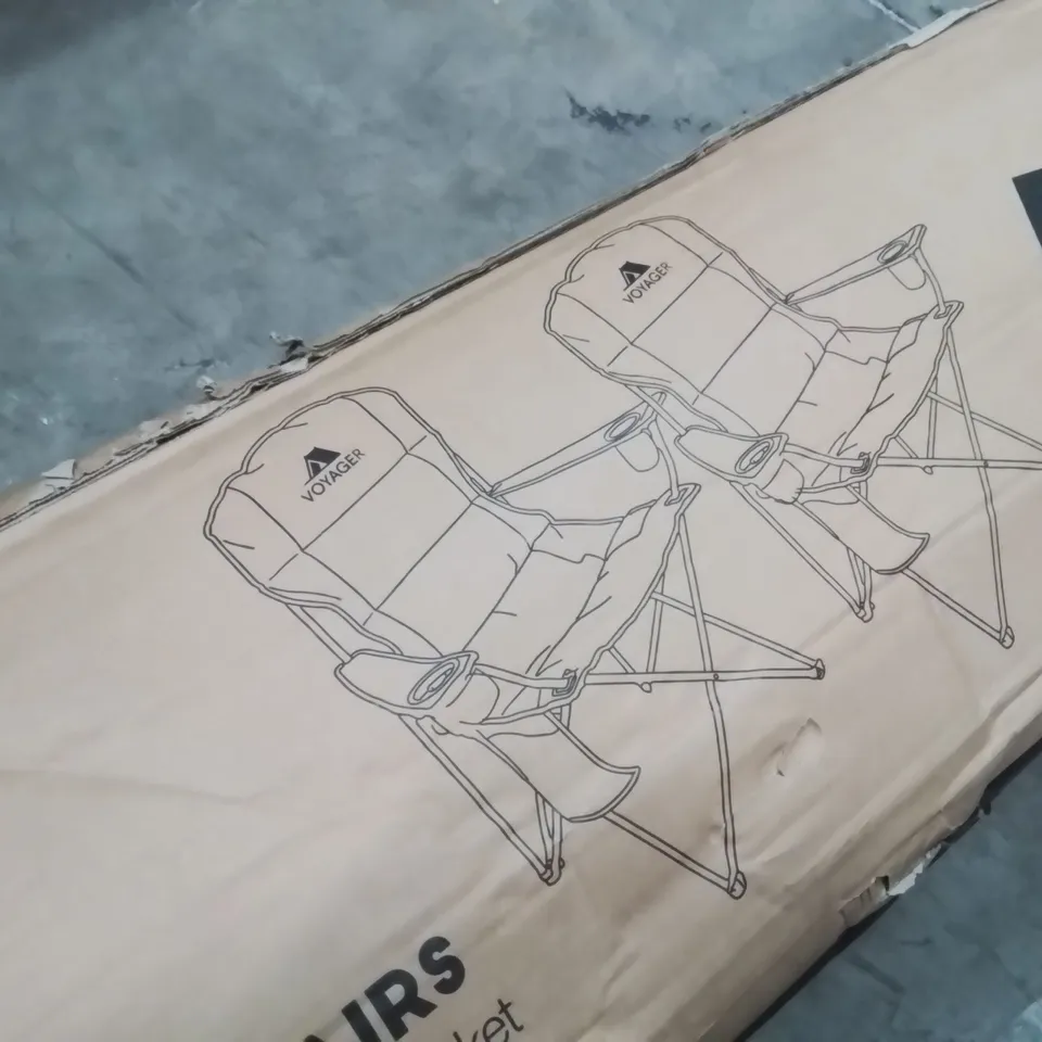 BOXED VOYAGER SET OF 2 PADDED CAMPING CHAIRS GREEN