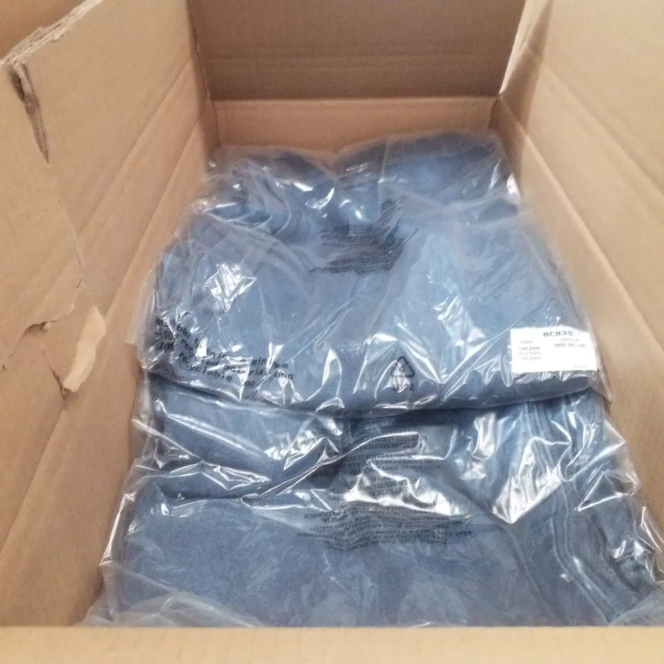 BOX CONTAINING APPROXIMATELY 8X BRAND NEW SIMPLY BE BLUE WIDE LEG - COLOUR MID BLUE - SIZE 26R