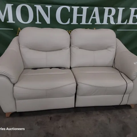 QUALITY BRITISH DESIGNER G PLAN JACKSON POWER RECLINING THREE SEATER SOFA CAPRI STONE LEATHER