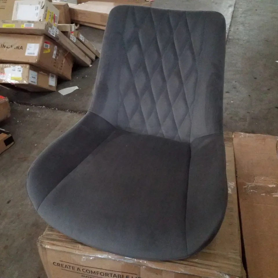 BOXED CARL SET OF TWO GREY CRUSHED VELVET UPHOLSTERED DINING/SIDE CHAIRS