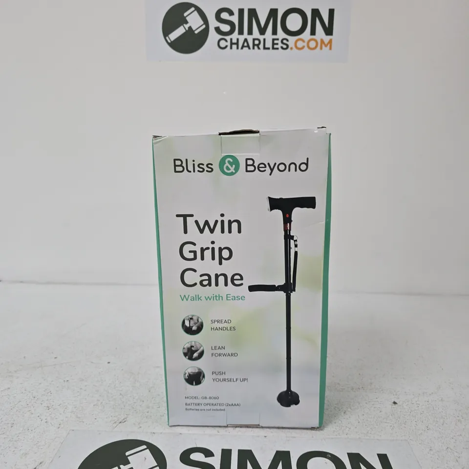 BLISS & BEYOND TWIN GRIP CANE – WALK WITH EASE (BOXED)
