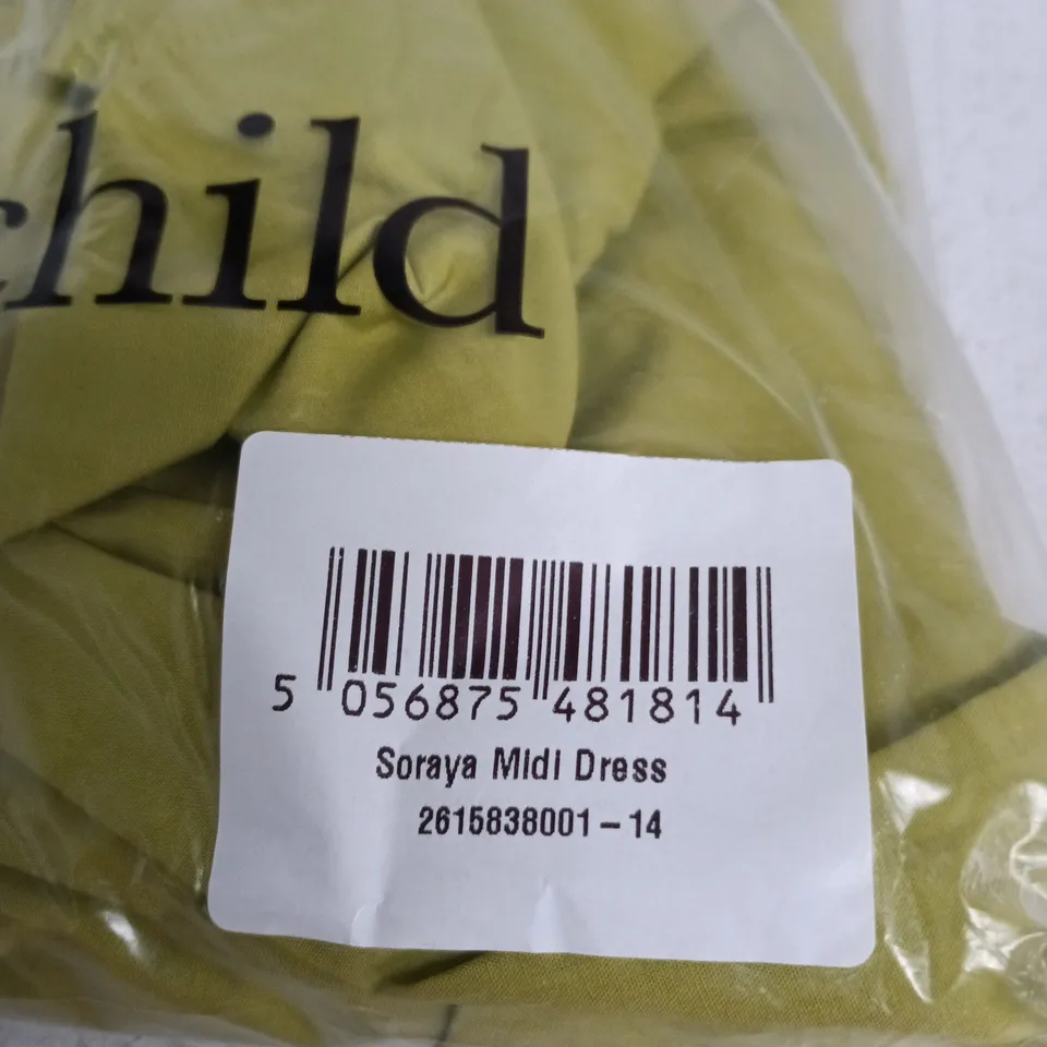NOBODY'S CHILD SORAYA MIDI DRESS – OLIVE - SIZE UK 14