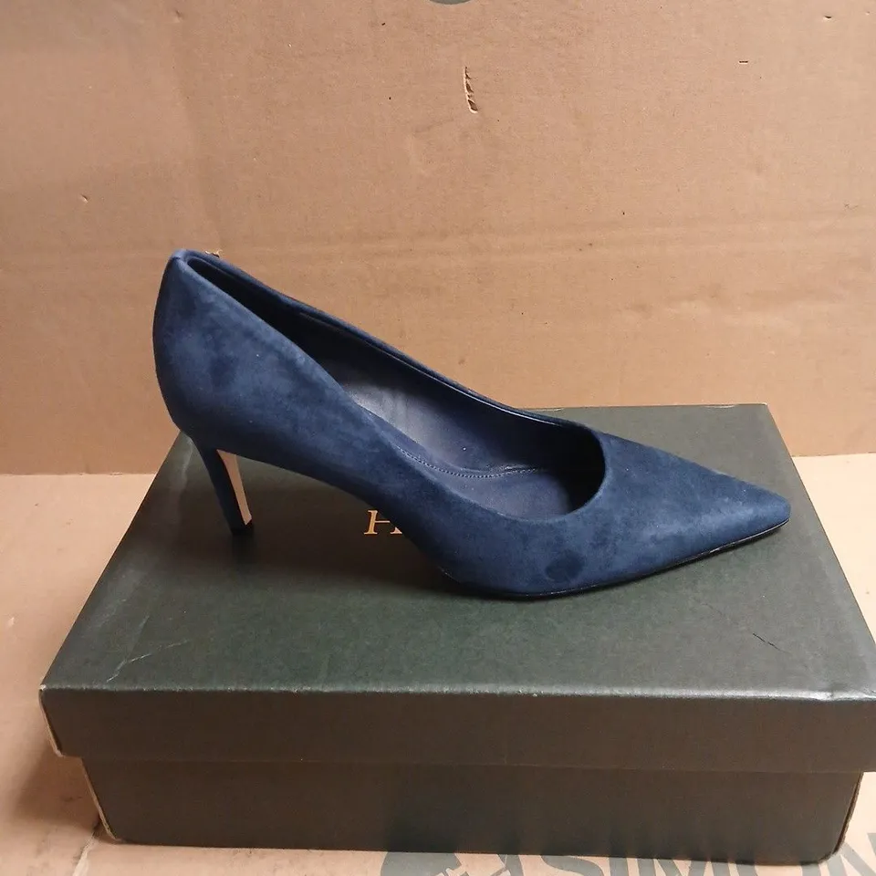 HOBBS LONDON BLUE SUEDE HIGH HEEL PUMPS – WOMEN'S, POINTED TOE BOXED SIZE 38 UK 5