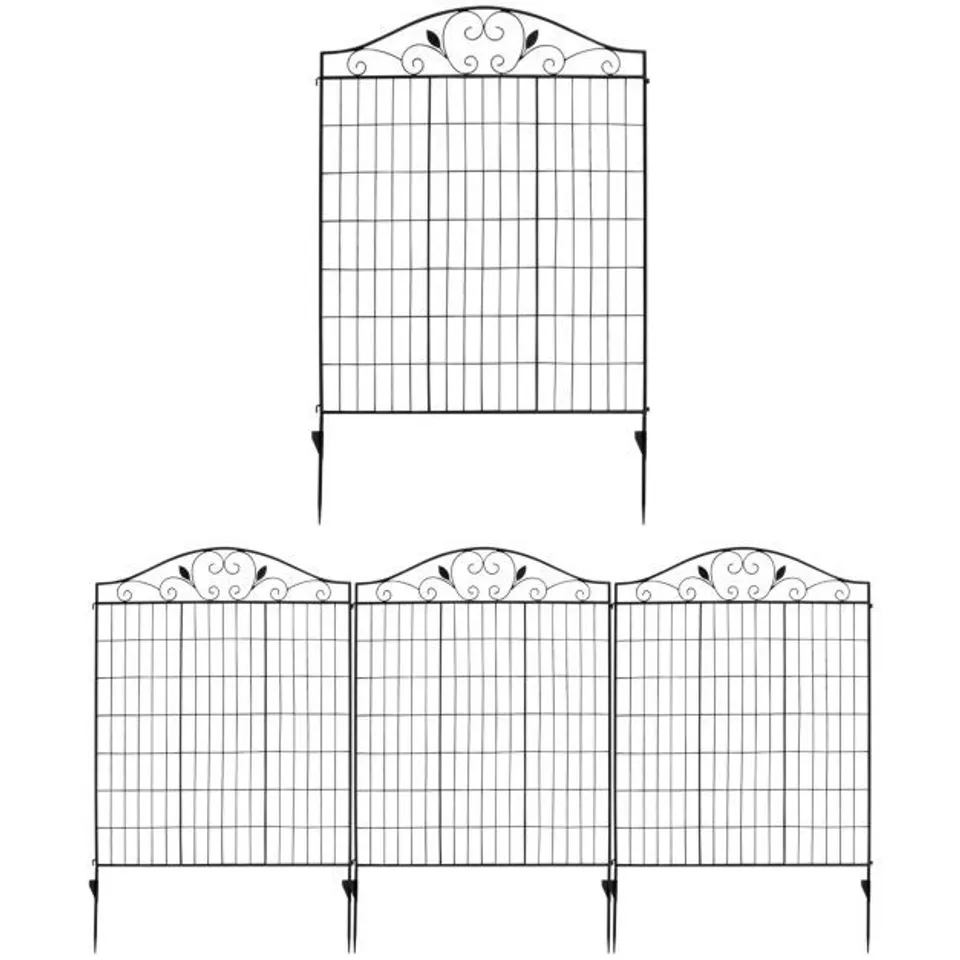 BOXED COSTWAY 4 PANELS STEEL DECORATIVE GARDEN FENCE FOLDING WIRE PATIO FENCES