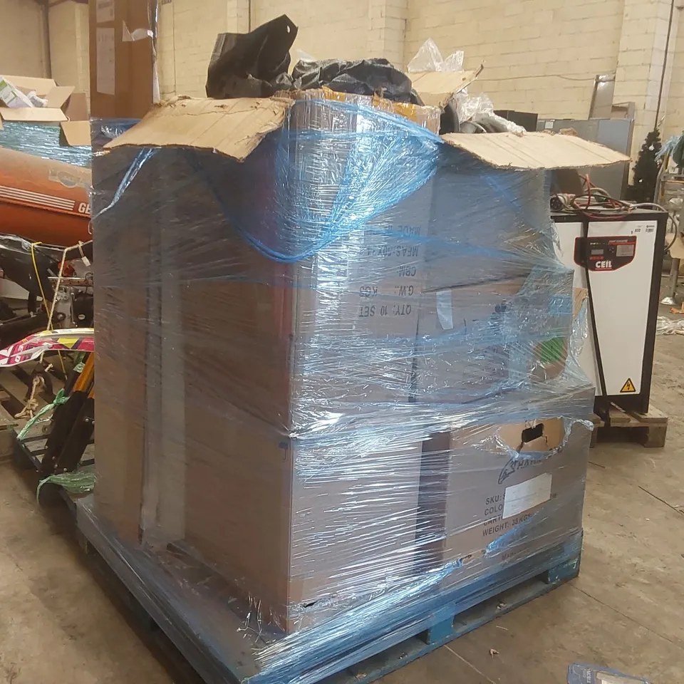 PALLET CONTAINING A VERY LARGE QUANTITY OF ASSORTED ITEMS INCLUDING: TOY CAR PART, MINI DIRTBIKE/QUADBIKE PARTS, FURNITURE ECT