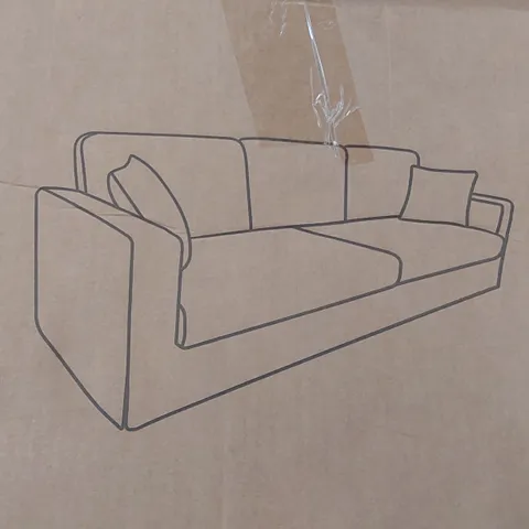 BOXED DESIGNER DARK GREY UPHOLSTERED SOFA