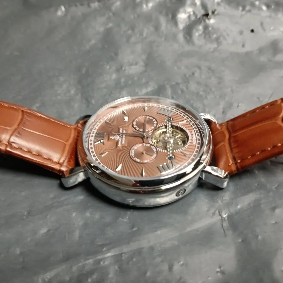 SAMUEL JOSEPH ATOMATIC WRISTWATCH – SILVER/BROWN