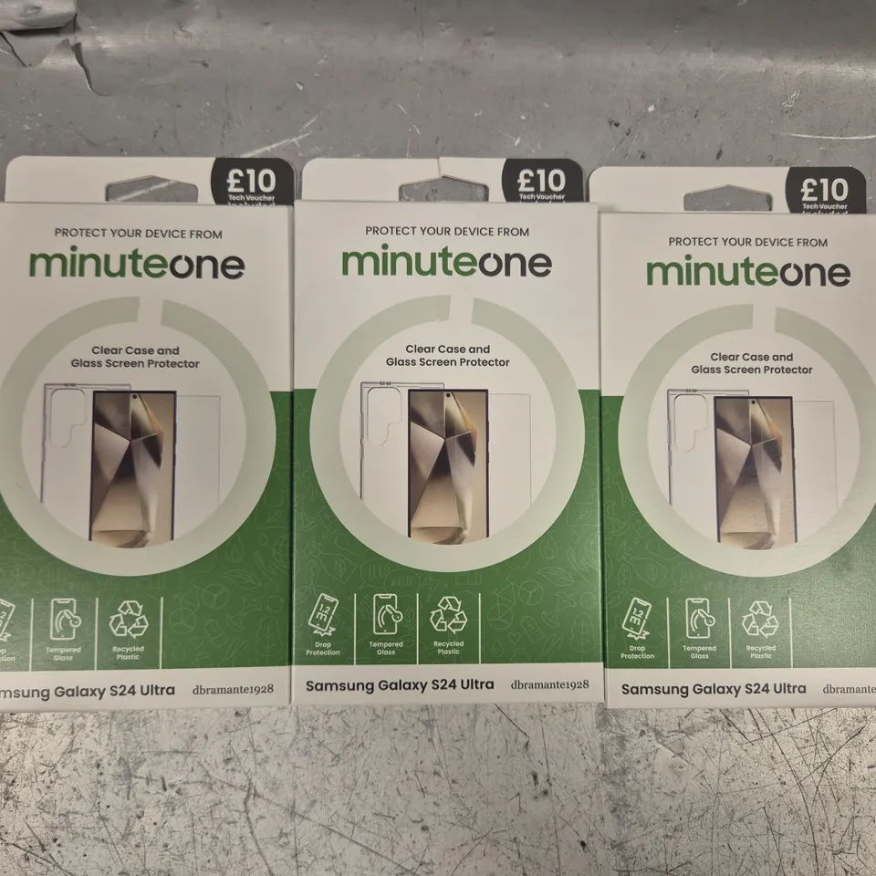 BOX OF APPROXIMATELY 12 MINUTE ONE CLEAR CASE AND GLASS SCREEN PROTECTORS FOR SAMSUNG GALAXY S24 ULTRA