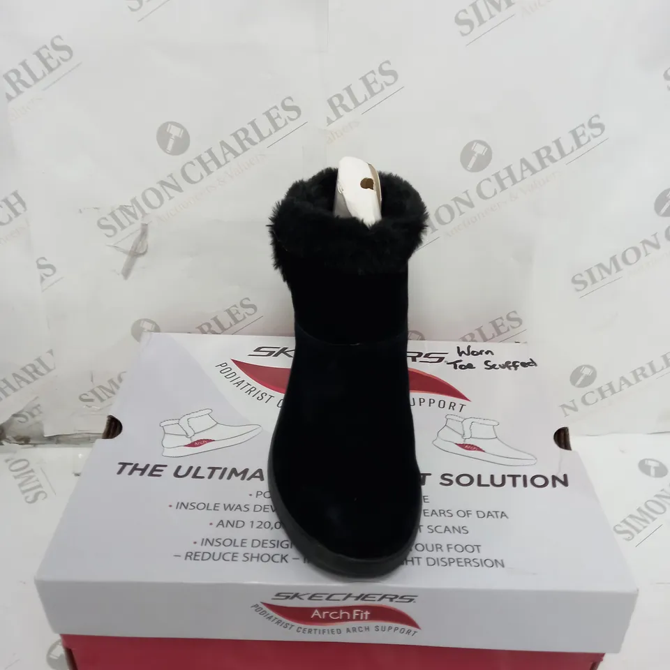 SKECHERS BLACK WEDGE BOOTS - SIZE 6.5