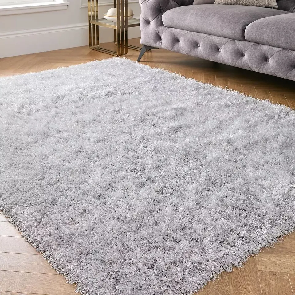 LUXURY TONAL SHAGGY RUG IN SILVER (160x230cm) 