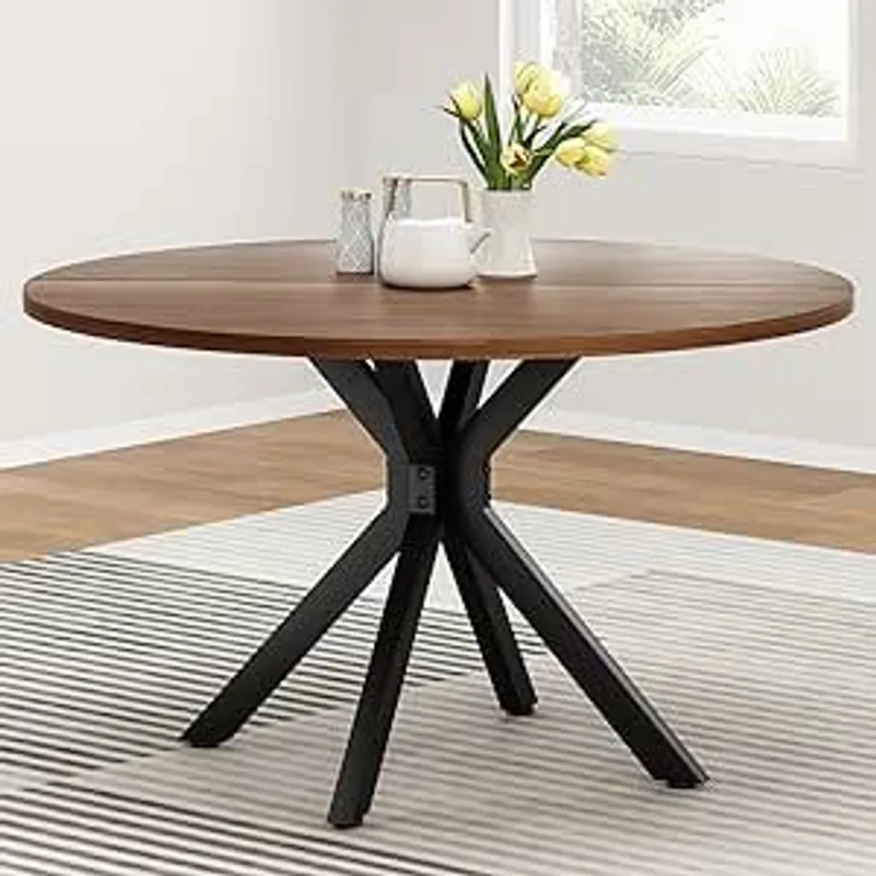 BOXED ROUND DINING TABLE 6 PEOPLE - WALNUT (1 BOX)