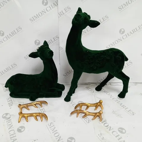 OUTLET ALISON CORK SET OF TWO VELVET STAGS