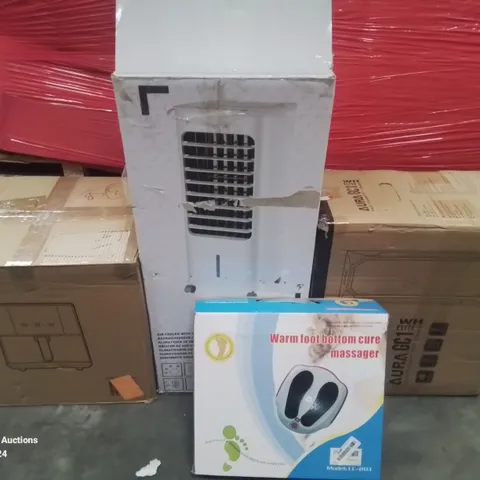 PALLET OF ASSORTED HOUSEHOLD AND ELECTRICAL ITEMS TO INCLUDE AIR FRYER, FOOT MASSAGER AND AIR COOLER 