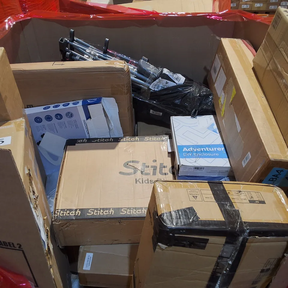 PALLET OF ASSORTED HOUSEHOLD ITEMS TO INCLUDE STAND UP PADDLE BOARD, HAUCK PRAM AND BABY CHANGING TABLE