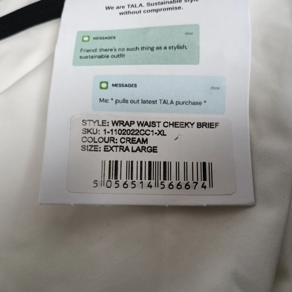 TALA WRAP WAIST CHEEKY BRIEFS – CREAM, EXTRA LARGE