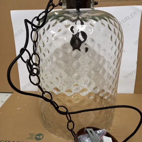 DAR LIGHTING TIGODA 1LT SINGLE PENDANT BRONZE AND GLASS LIGHT FIXTURE 