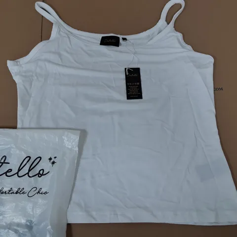 LOT OF 4 BRAND NEW DESTELLO TANK TOPS IN WHITE - UK 16