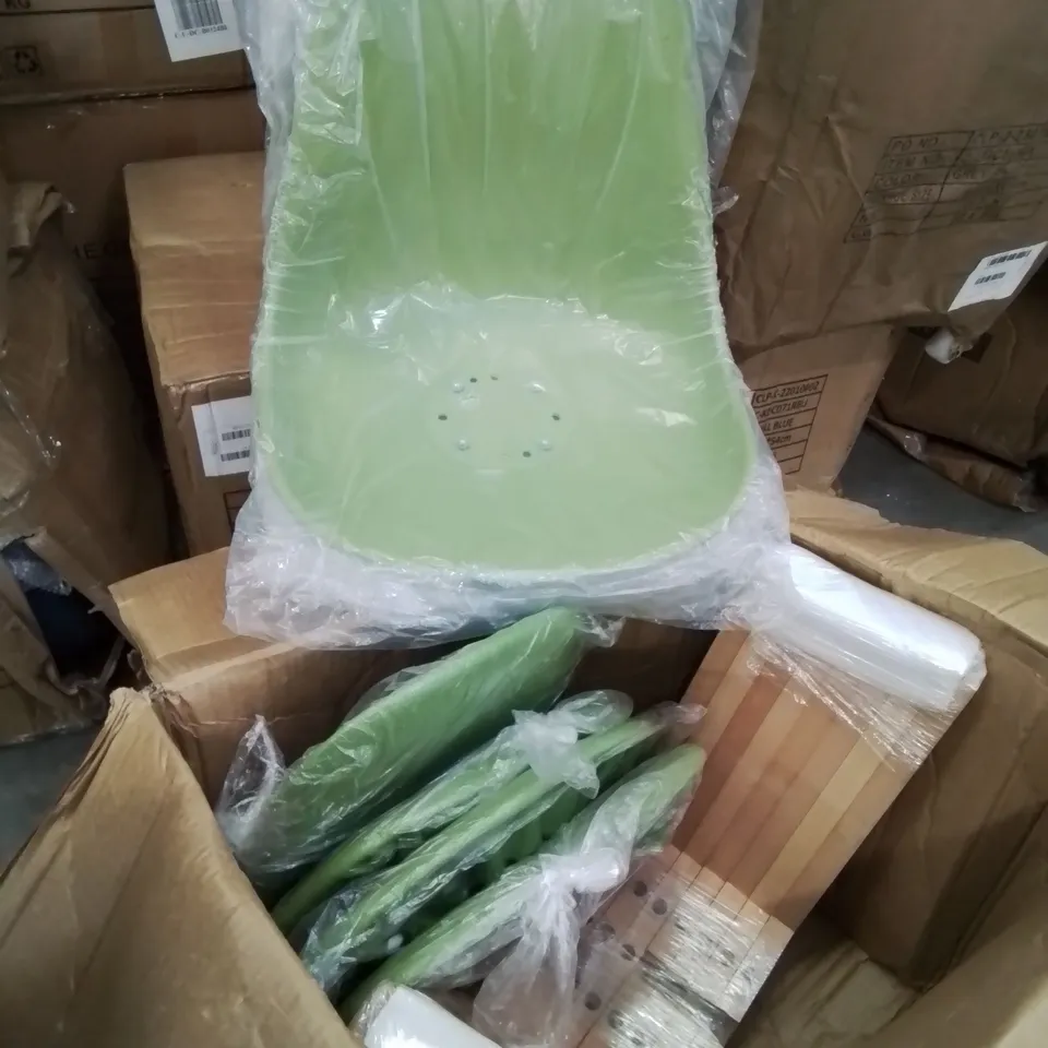 BOXED SET OF 4 FAUX LEATHER UPHOLSTERED GREEN DINING  CHAIRS
