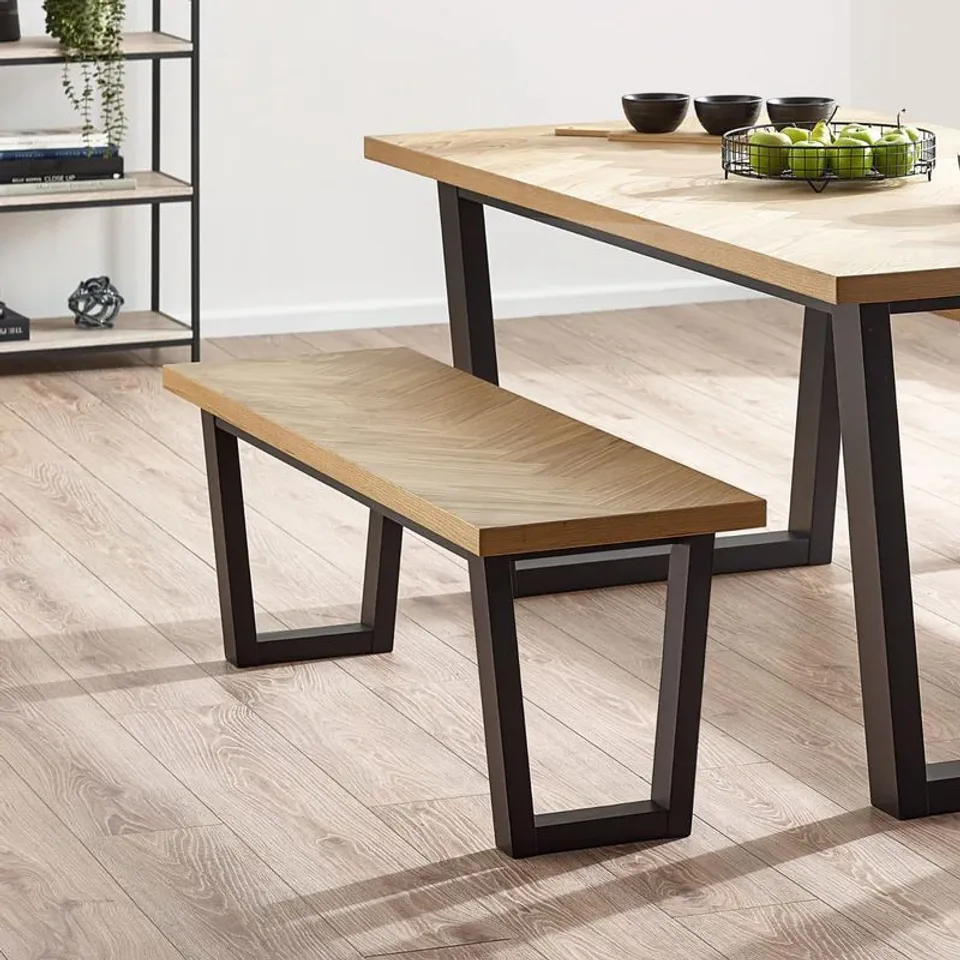 BOXED JULIAN BOWEN HILTON DINING BENCH - NATURAL/BLACK (1 BOX)