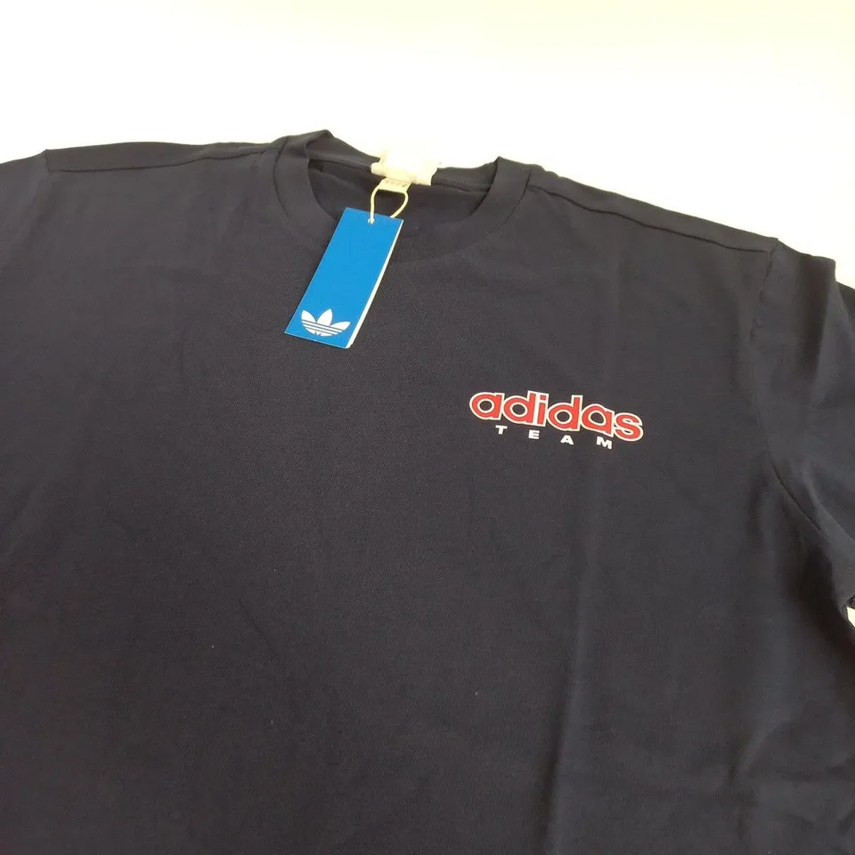 ADIDAS TEAM T‑SHIRT – NAVY BLUE, CREW NECK - LARGE