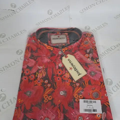 BAGGED JOE BROWN FLORAL PATTERN BUTTON SHIRT SIZE L