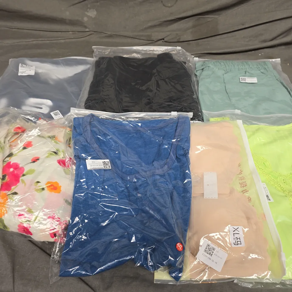 APPROXIMATELY 30 ASSORTED CLOTHING ITEMS IN VARIOUS SIZES, STYLES & COLOURS TO INCLUDE SHORTS, TOPS, SHIRTS, ETC - COLLECTION ONLY