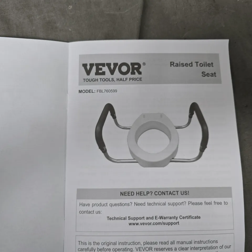 VEVOR RAISED TOILET SEAT (FBL760599)