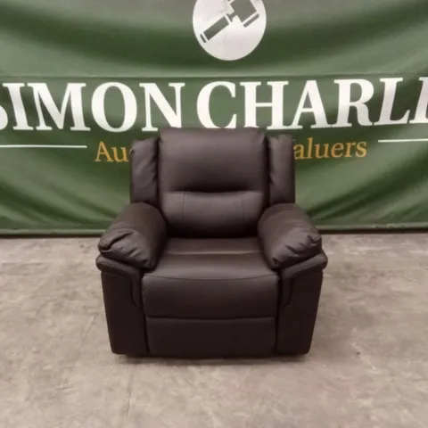 ALBION LUXURY FAUX LEATHER HIGH BACK MANUAL RECLINER ARMCHAIR - CHOCOLATE