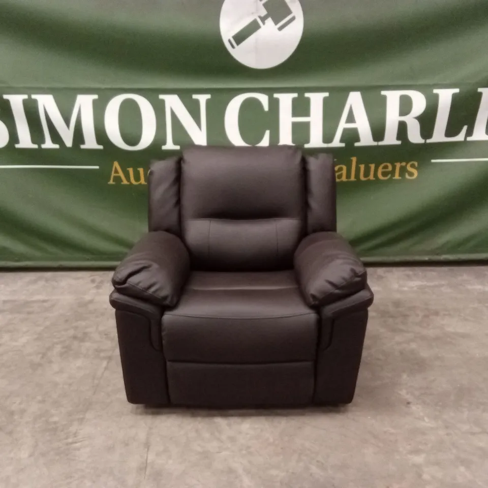 ALBION LUXURY FAUX LEATHER HIGH BACK MANUAL RECLINER ARMCHAIR - CHOCOLATE RRP £499