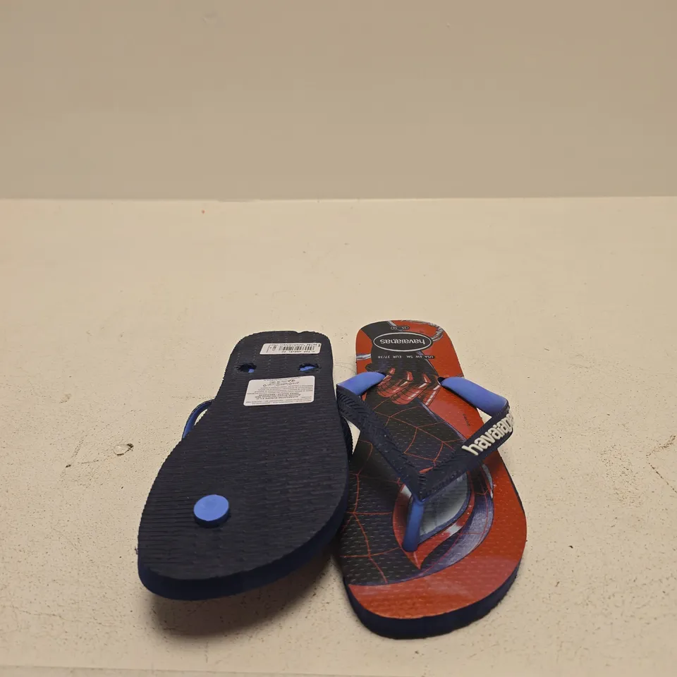 HAVAIANAS FLIP FLOPS – BLUE STRAPS, RED FOOTBED EUR SIZE 37/38