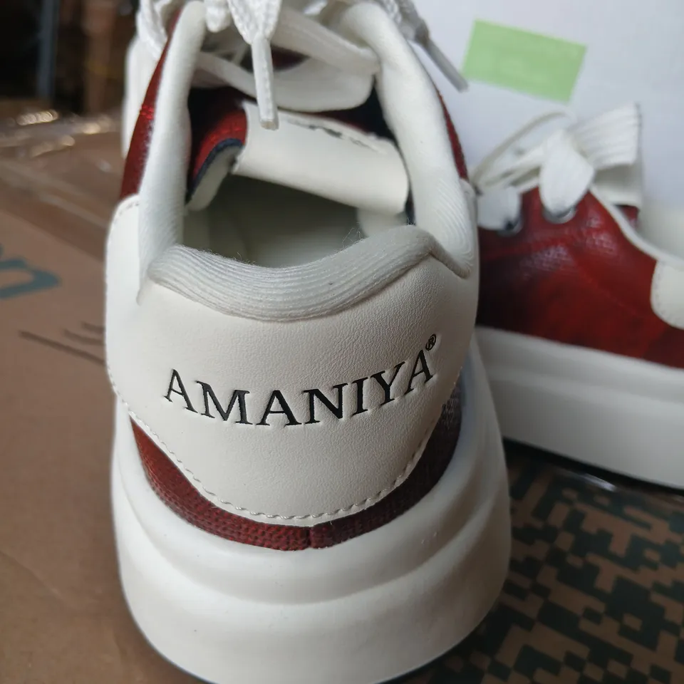 AMANIYA RED METALLIC LEATHER SNEAKERS, UK 6 (EU 39) – MODEL L-2507