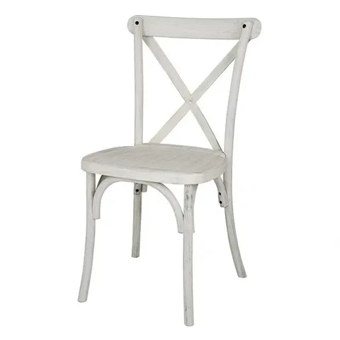 BRAND NEW BOXED SET OF 4 BOLERO MANHATTAN CROSS BACK RESIN CHAIRS - LIMEWASH
