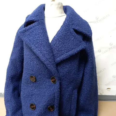 BADGLEY MISCHKA BOUCLE PEACOAT IN INDIGO SIZE XL 