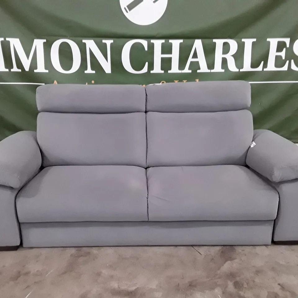 QUALITY ITALIAN DESIGNER MERRY DUE 3 SEATER SOFA - GREY FABRIC 