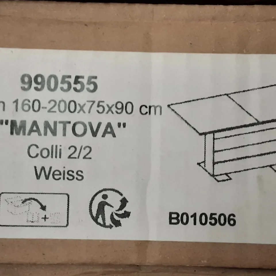 BOXED DESIGNER MANTOVA TABLE IN WHITE 160-200X75X90 CM 2 BOXES (P1+P2)